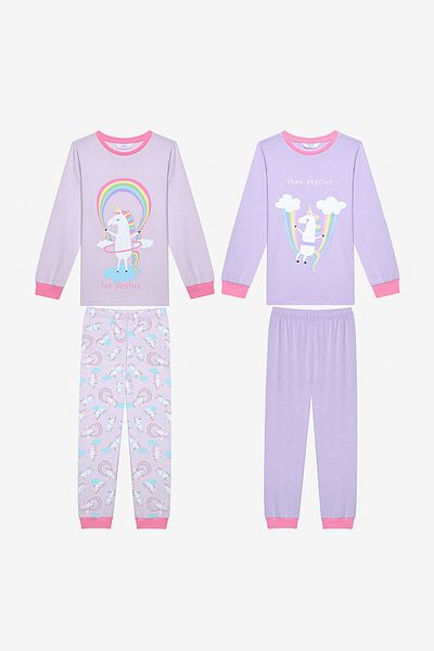 Penti Cotton Girl's Playful Unicorn 2-Piece Multicolor Pajamas Set