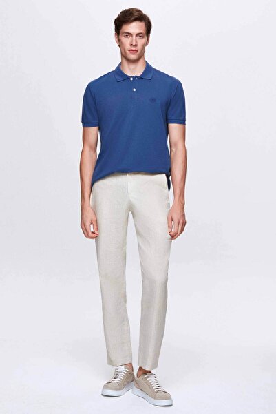 D'S Damat Ds Damat Regular Fit Indigo Plain Knit 100% βαμβακερό μπλουζάκι