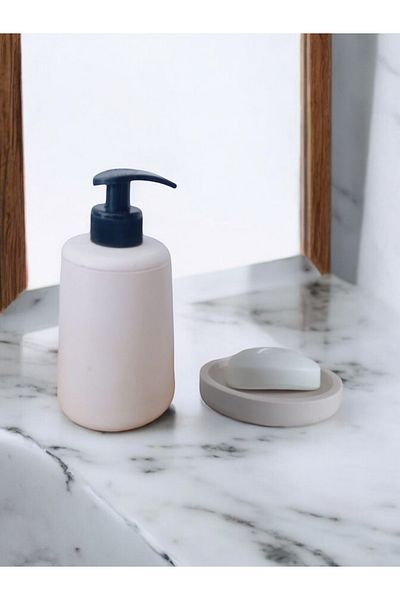 Trust Stone Σετ μπάνιου Marble White, Διανομέας υγρού σαπουνιού Οδοντόβουρτσα Σετ αξεσουάρ από σκυρόδεμα