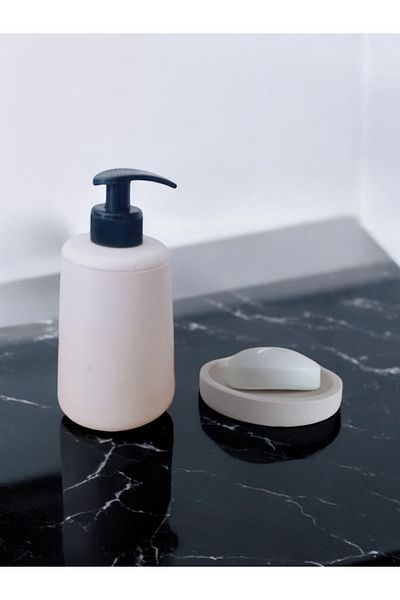 Trust Stone Σετ μπάνιου Marble White, Διανομέας υγρού σαπουνιού Οδοντόβουρτσα Σετ αξεσουάρ από σκυρόδεμα