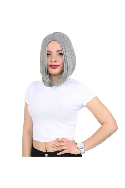 Bucuks Fiber Sen Wig Without Bangs Short Straight / Gray