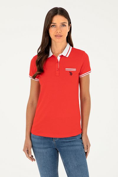 U.S. Polo Assn. Γυναικείο κόκκινο μπλουζάκι πόλο με λαιμόκοψη 50285842 -vr213