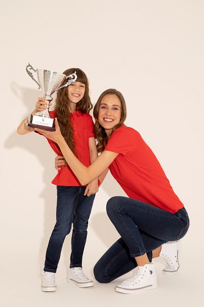 U.S. Polo Assn. Γυναικείο μπλουζάκι με λαιμόκοψη σε κόκκινο Basic Polo 50285846 -VR030