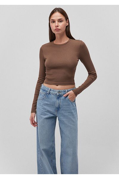 Mavi Long Sleeve Brown Crop Basic T-Shirt Crop / Short Cut 1612822 -81959