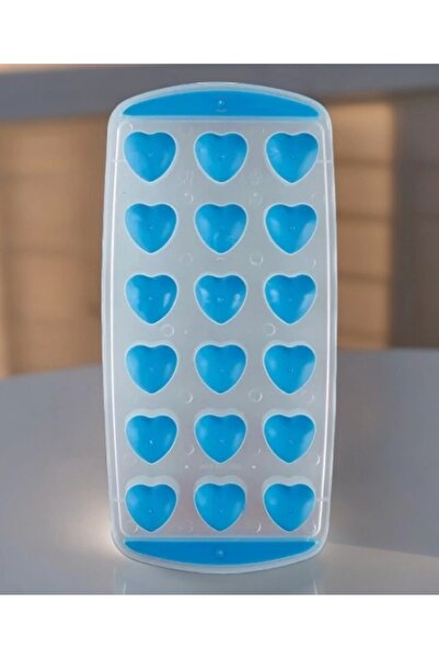 MyBru Mavi Slikon Tabanlı Kalpli 18 Hazneli Buz Kalıbı