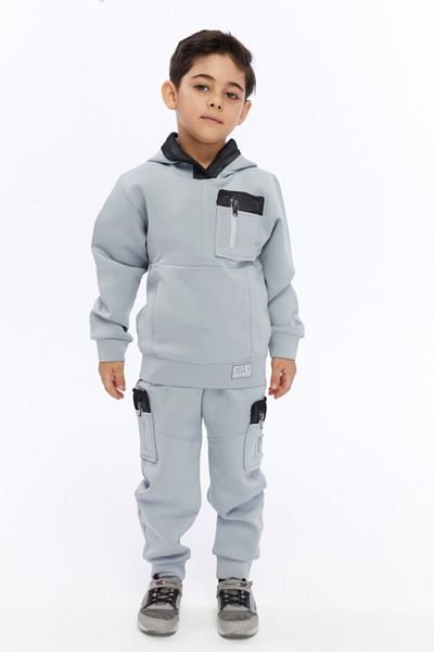 XO Kids Hooded Lace-Up Elastic Waist Multi-Pocket Boy's Tracksuit Set 5-14 Years 5013