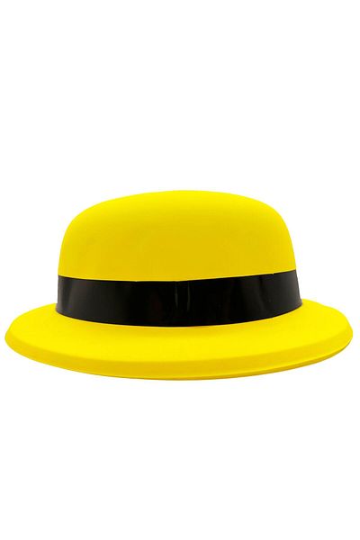 Store Neon Party Yellow Color Bowler Plastic Party Hat