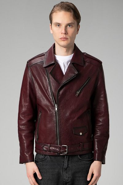 Dericlub Ανδρικό παλτό Claret Red Joker Jumbo Real Leather