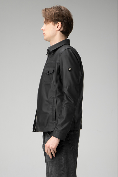 Dericlub Wm244 Taffeta Real Leather Men's Jacket Black