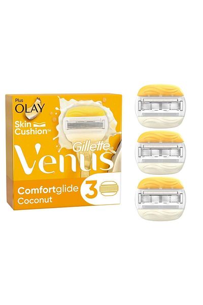 Gillette Venus Venus Comfortglide Olay - مجموعة رؤوس احتياطية لشفرات الحلاقة النسائية مكونة من 3 قطع