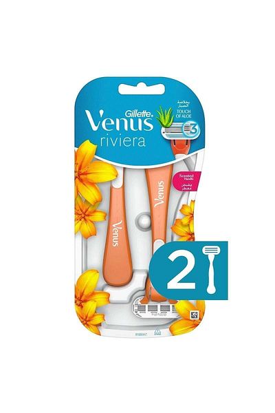 Gillette Venus مجموعة شفرات الحلاقة النسائية فينوس ريفييرا للاستعمال مرة واحدة، قطعتان