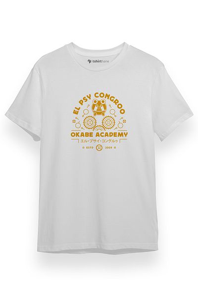 Tshirthane Steins Gate El Psy Congroo Academy Λευκό κοντομάνικο ανδρικό μπλουζάκι