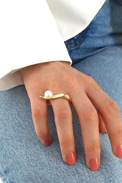 Çlk Accessories Inel cu perle geometrice ajustabil premium