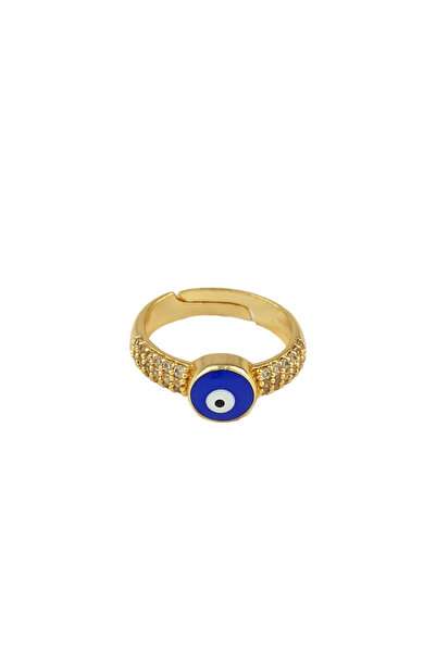 Çlk Accessories Adjustable Stone Curved Evil Eye Bead Ring TrRing1277