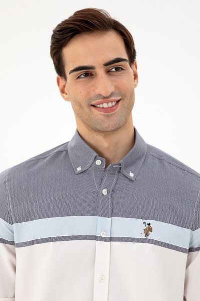 U.S. Polo Assn. Ανδρικό μακρυμάνικο πουκάμισο Navy Blue 50296627 -VR033