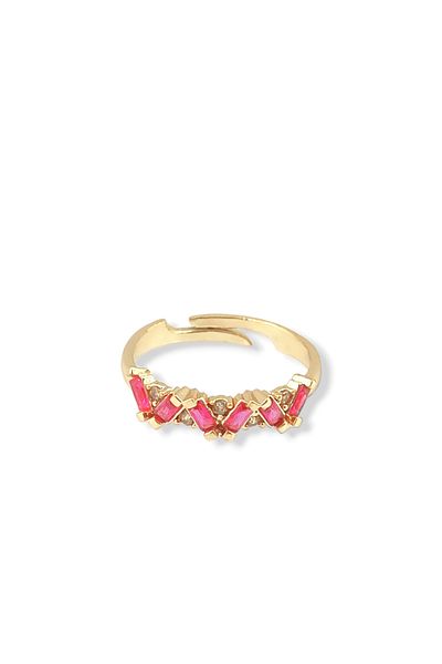 Çlk Accessories Premium Adjustable Colorful Baguette Jewelled Ring