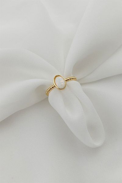 Çlk Accessories خاتم بيضاوي من حجر العقيق قابل للتعديل Tryüzük1242