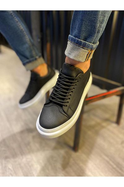 Angoravi Casual Shoes Black (White Sole)