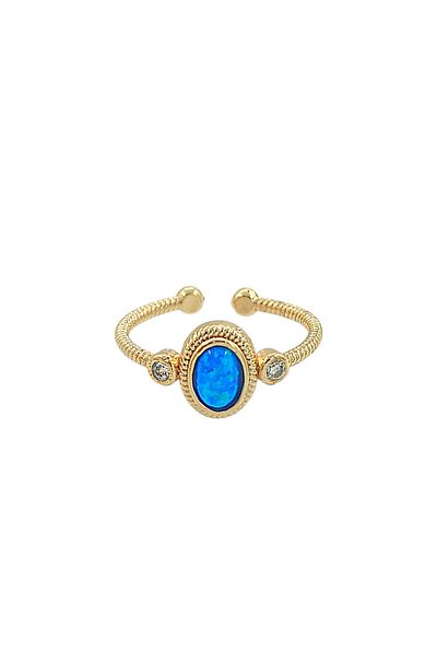 Çlk Accessories Premium Adjustable Opal Stone Oval Ring