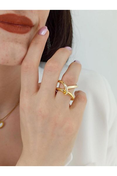 Çlk Accessories خاتم عقدة فاخر قابل للتعديل مكون من قطعتين