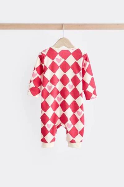 Next Baby 100% Cotton Red Heart Patterned 3-Piece Sleepsuit Set