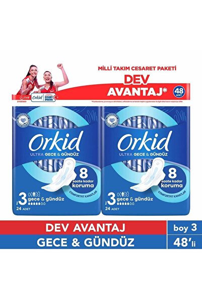 Orkid ULTRA EXTRA CESARET PAKETI GECE 3 BOY (BEDEN) 24 LÜ 2 PAKET 48 ADET