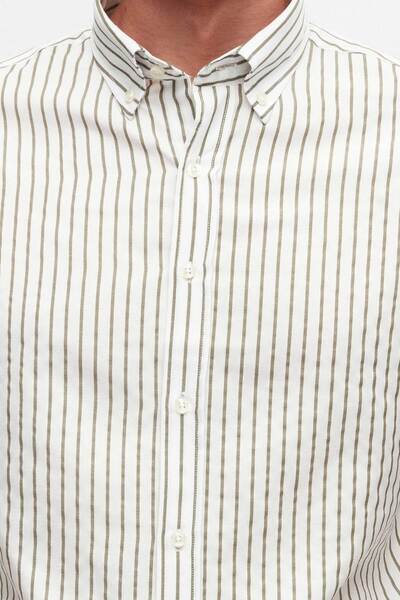 D'S Damat Slim Fit zöld csíkos ing