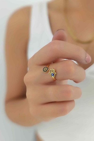 Çlk Accessories قابل للتعديل عين الشر حبة اليد الدائري Tryüzük1222