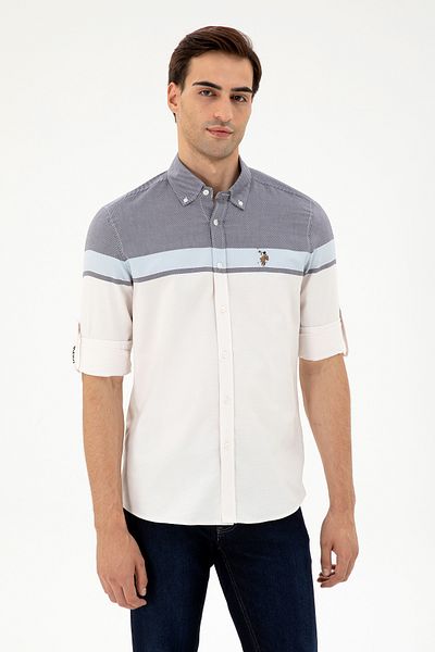 U.S. Polo Assn. Ανδρικό μακρυμάνικο πουκάμισο Navy Blue 50296627 -VR033