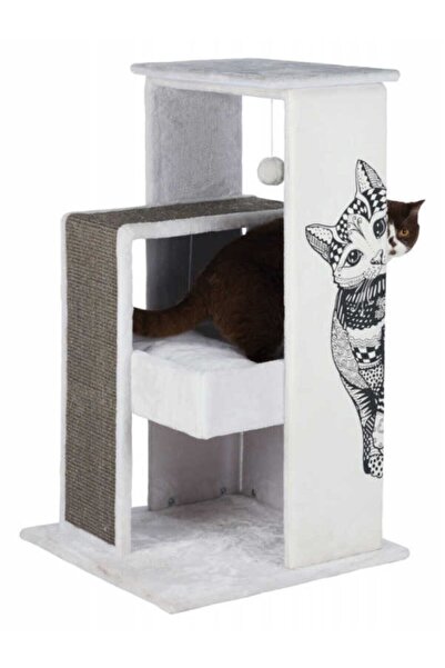 Trixie Kedi Tırmalama Oyun Evi, 101cm, Beyaz Gri - Tazemama Express