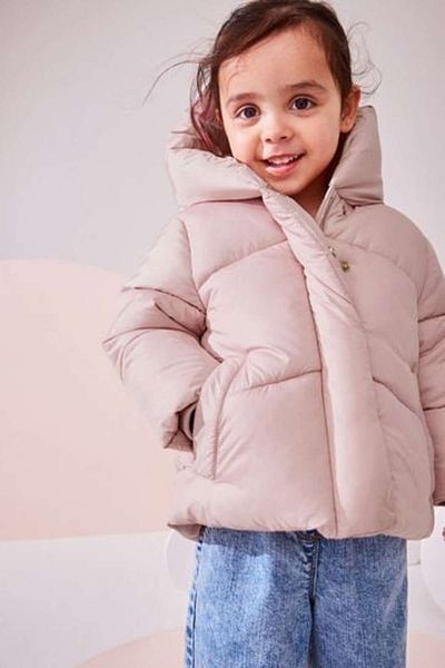 Next Baby Pink Hooded Water Resistant Full Fleece Lined Coat
