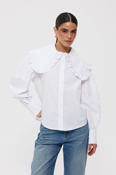 Seda Yalçın Atelier White Baby Collar Long Sleeve Basic Shirt