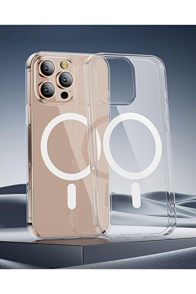 Caseji iPhone 16 Pro Uyumlu Gerçek Magsafe Özellikli Şeffaf Kılıf