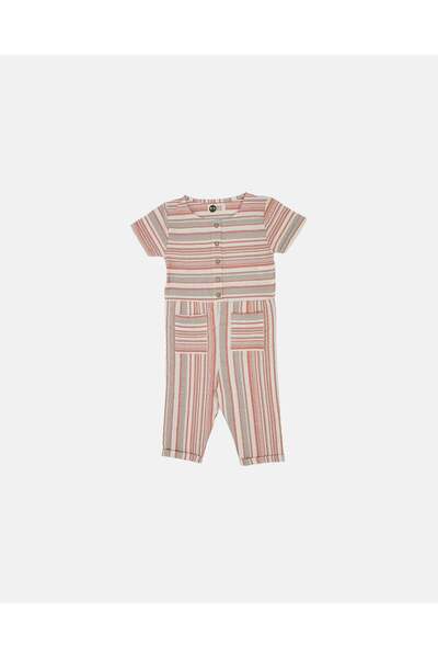 rg kidsstore Дівчачий короткорукавний смугастий бавовняний літній комбінезон_...