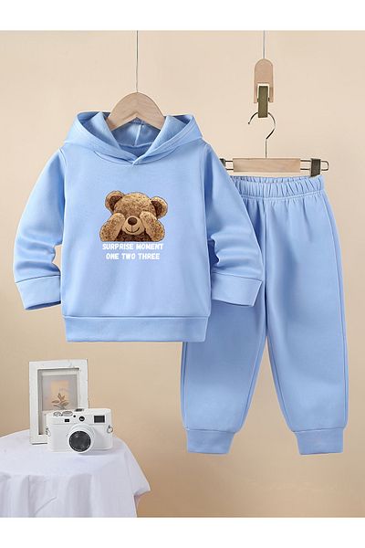 Let's Wear Premium pentru băiat/fată 3. Set hanorac și pantaloni de trening din fire - Set sport din 2 piese