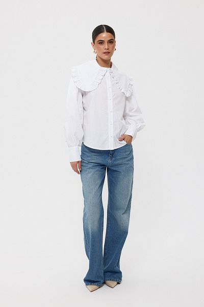 Seda Yalçın Atelier White Baby Collar Long Sleeve Basic Shirt