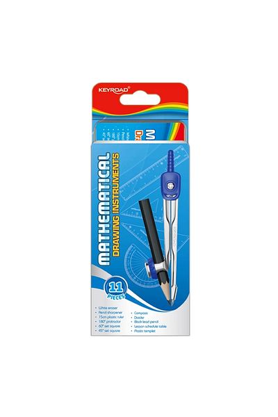 KEYROAD Kr971708 Math Set with Jibs - Metal Box