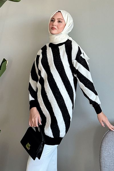 InStyle Pulover negru cu dungi duble Yumoş