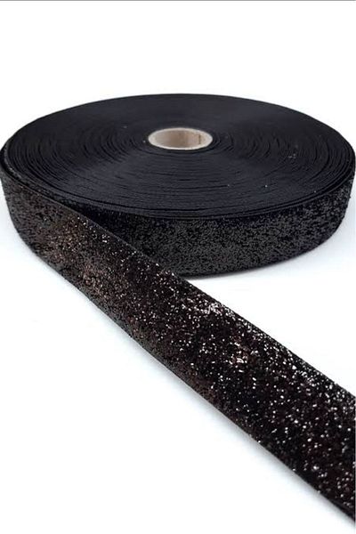 Siempre 2 CM BLACK GLITTER VELVET 5 METRE GLITTER SERIT
