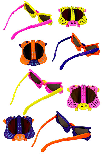 Toyaş 4 Pieces Butterfly Themed Plastic Folding Glasses Party - Gift Entertainment Eye