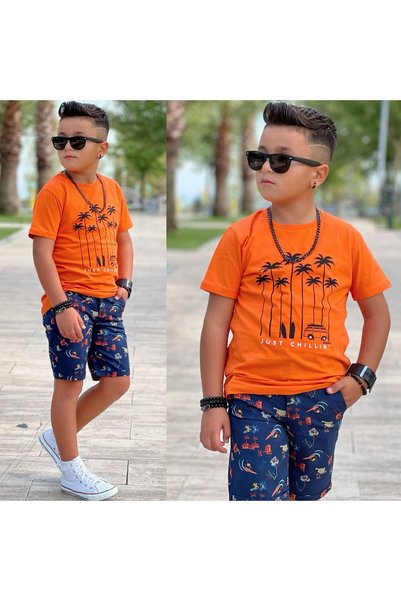 BERFONZO KIDS Boys' Gabardine Shorts Two-Piece Set