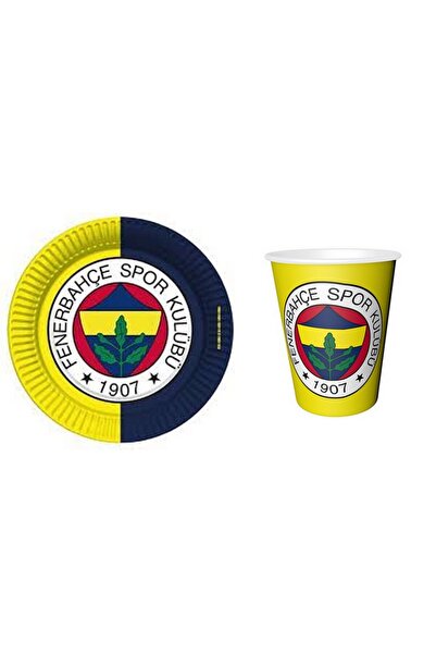 TATLI GÜNLER Fener bahçe  Temalı Doğumgünü Sarı Lacivert Kağıt Karton Tabak Bardak 8 Kişilik