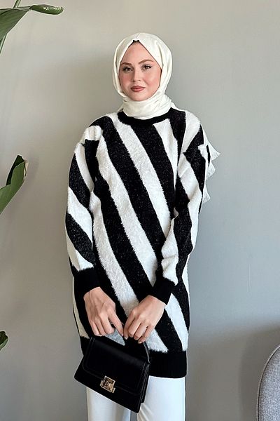 InStyle Pulover negru cu dungi duble Yumoş