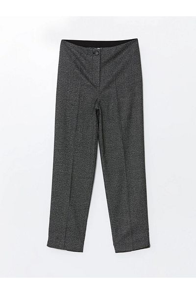 LC Waikiki Lcw Grace Anthracite Plaid Elastic Waist Houndstooth Patterned Women's Trousers