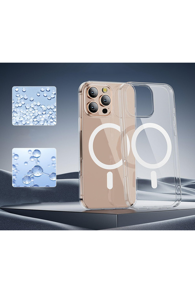 Caseji iPhone 16 Pro Max Uyumlu Gerçek Magsafe Özellikli Şeffaf Kılıf