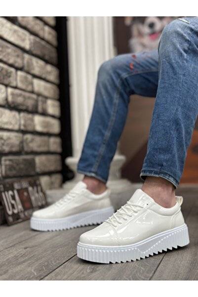 BOA BA8104 BOA Yüksek Taban Rugan Beyaz Bağcıklı Erkek Ayakkabı