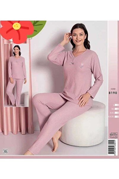 pijamakeyfi Kadın Büyük Beden Fitilli Pijama Takımı