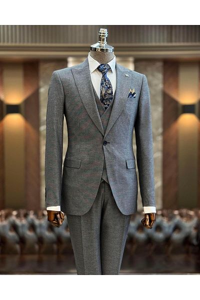TerziAdemAltun Italian Style Slim Fit Mink Jacket Vest Trousers Set - T9951