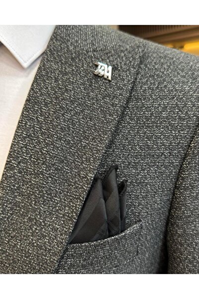 TerziAdemAltun Anthracite Italian Style Slim Fit Jacket Vest and Trousers Set - T10320