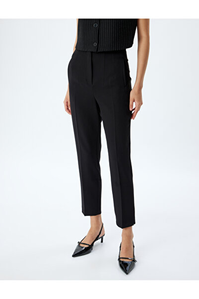 Koton Yüksek Bel Kumaş Pantolon Cigarette Form Cepli Pens Detaylı